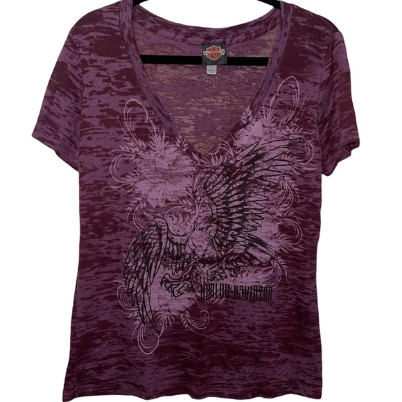 Harley-Davidson Tops - Harley Davidson Purple V-Neck Short Sleeve